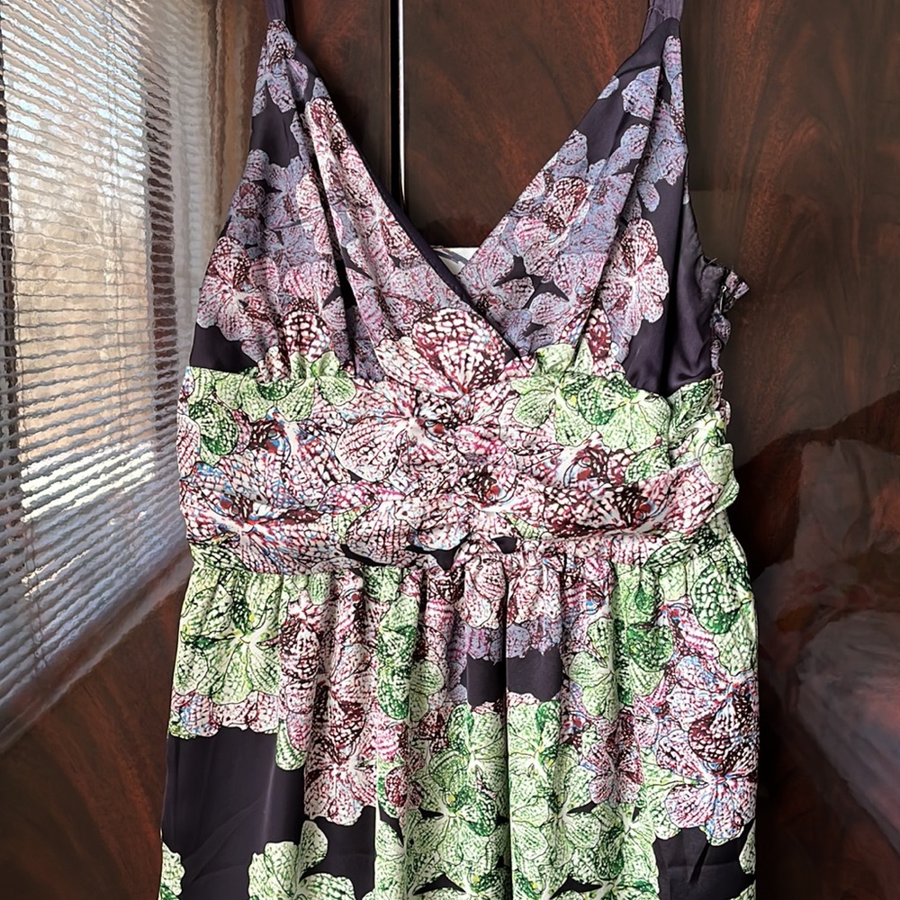 Floral Knee Length Dress Spaghetti Straps